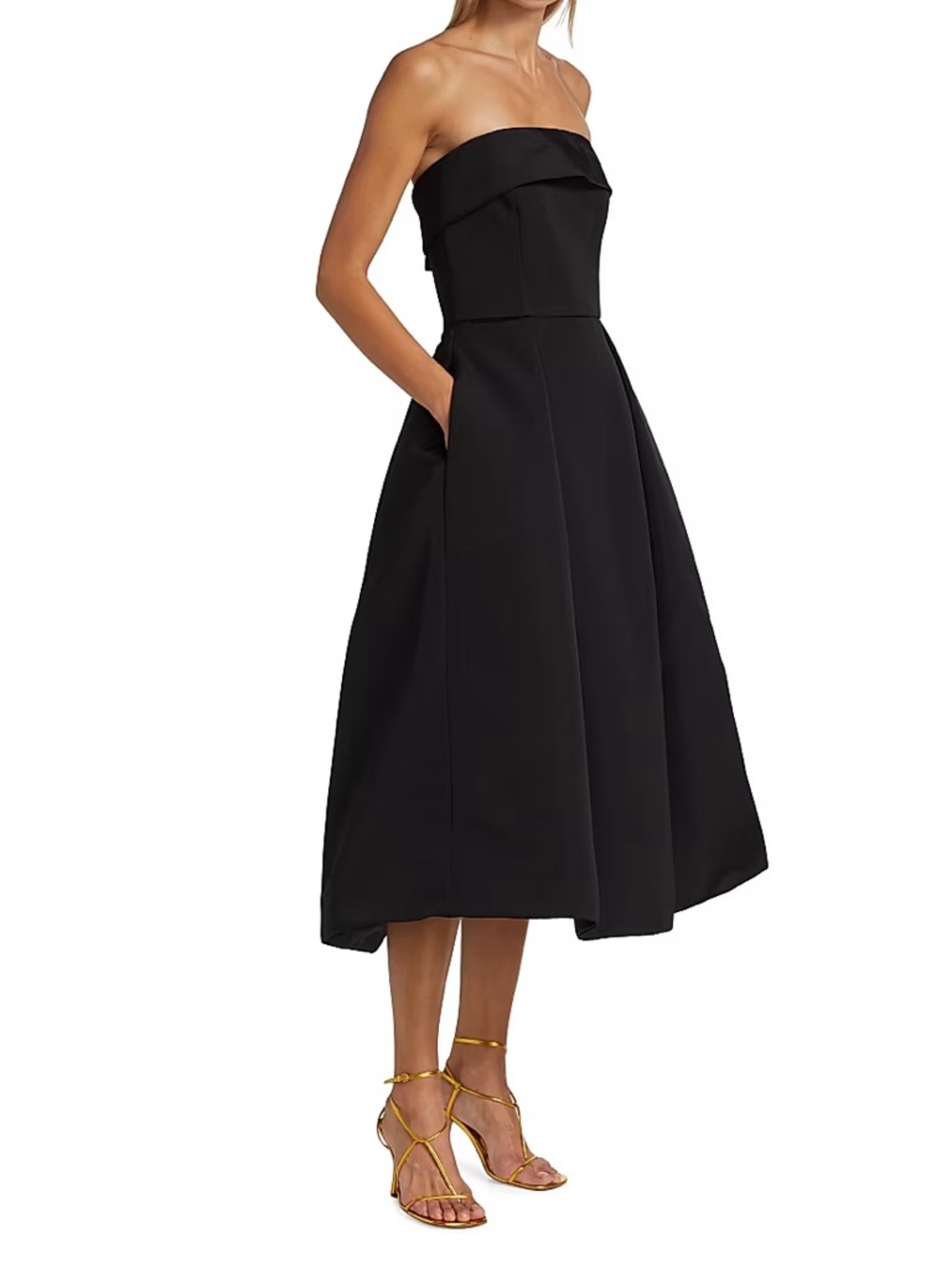 Jay Godfrey Black Pettigrew Strapless A-line Midi Dress size 4